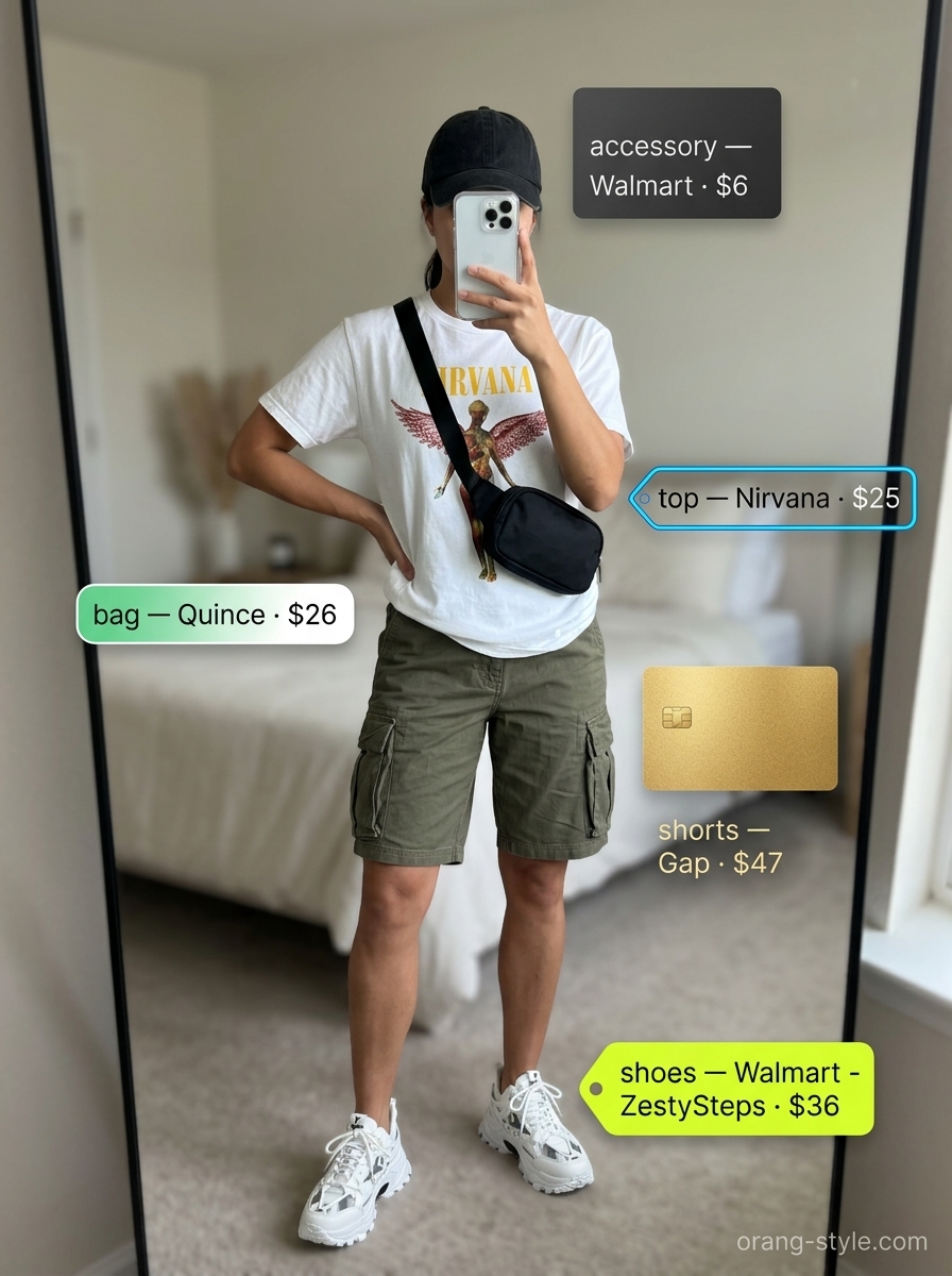 Urban explorer cargo shorts outfit for hot summer cotton outfits for women 2026, great for city days.