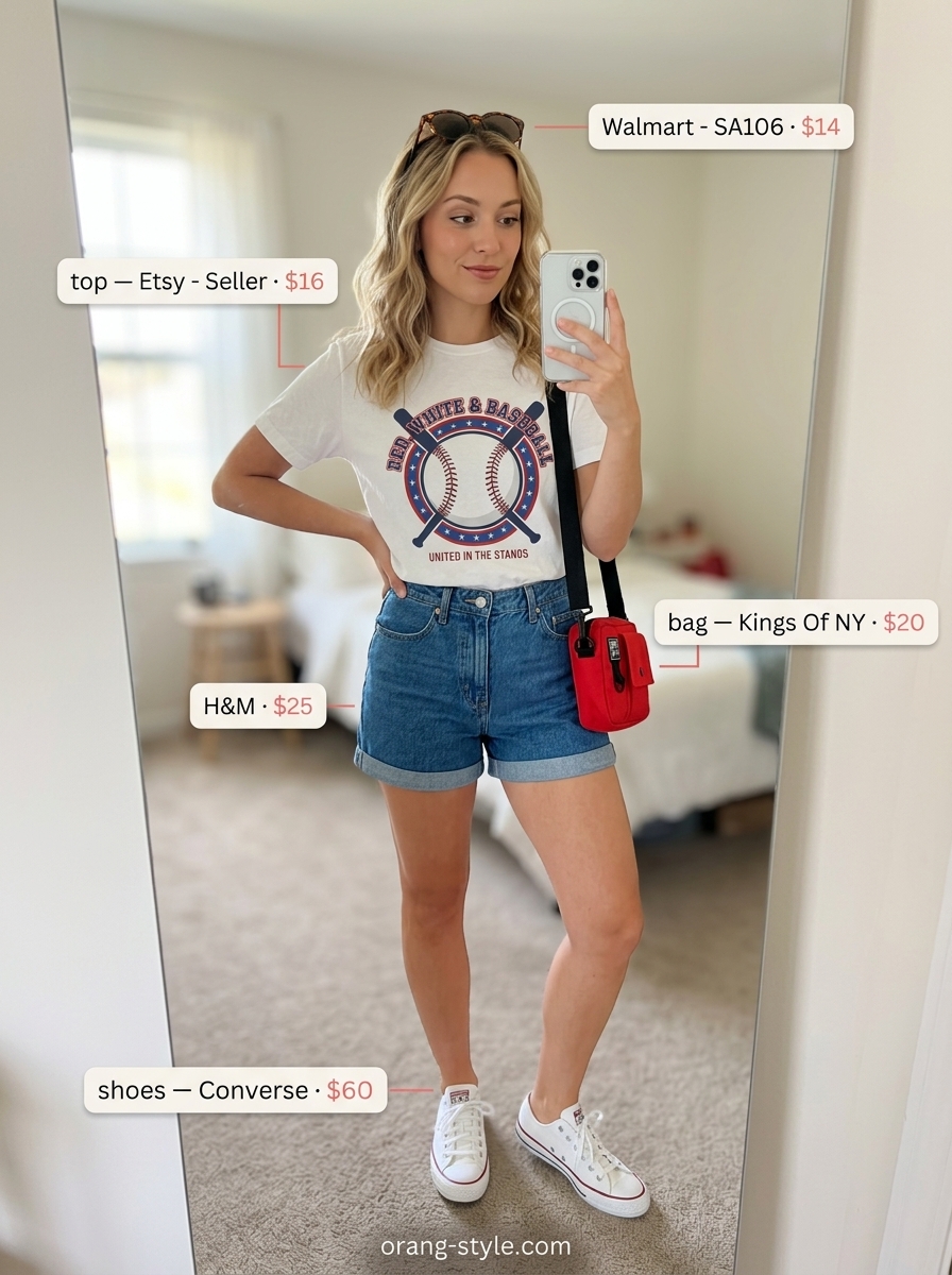Retro denim shorts outfit for hot summer cotton outfits for women 2026, fun for casual days.
