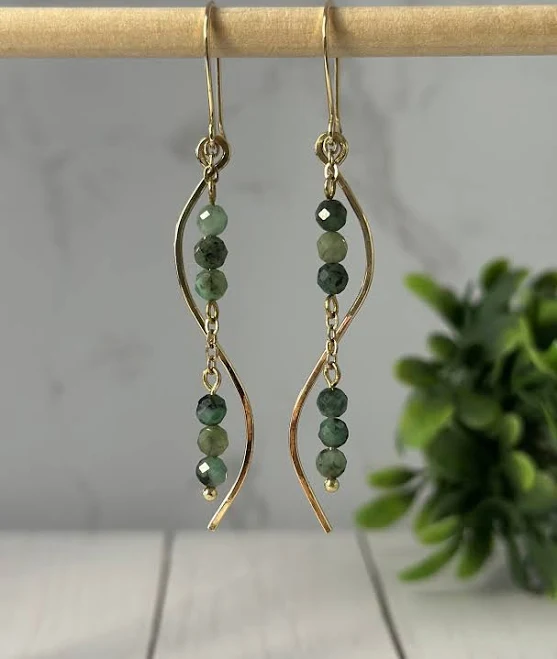 accessory 14K Gold Filled African Emerald Dangle Earrings Etsy - Seller $38.99