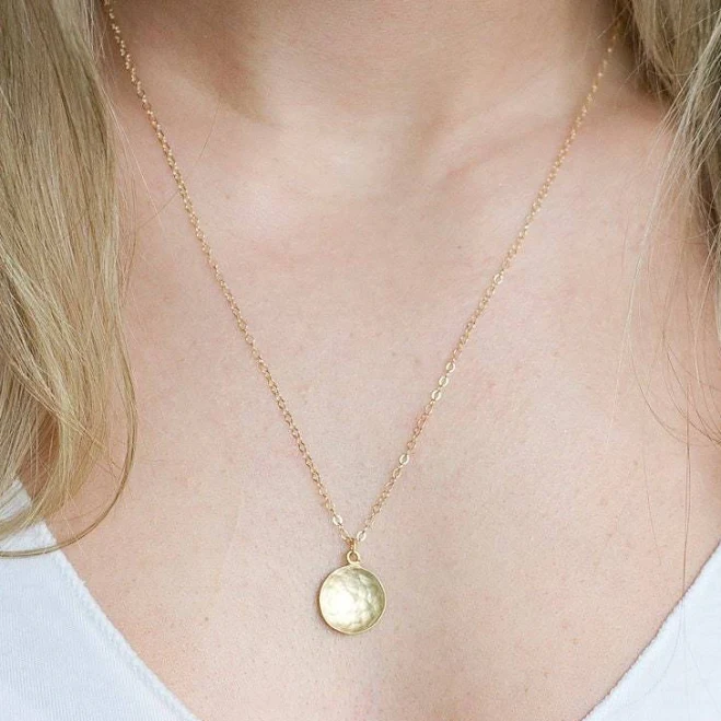 accessory 14K Gold Filled Hammered Gold Coin Necklace Etsy - LandonLacey $37