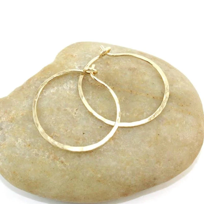 accessory 14K Gold Filled Hammered Hoop Earrings Etsy - KarynHayden $55