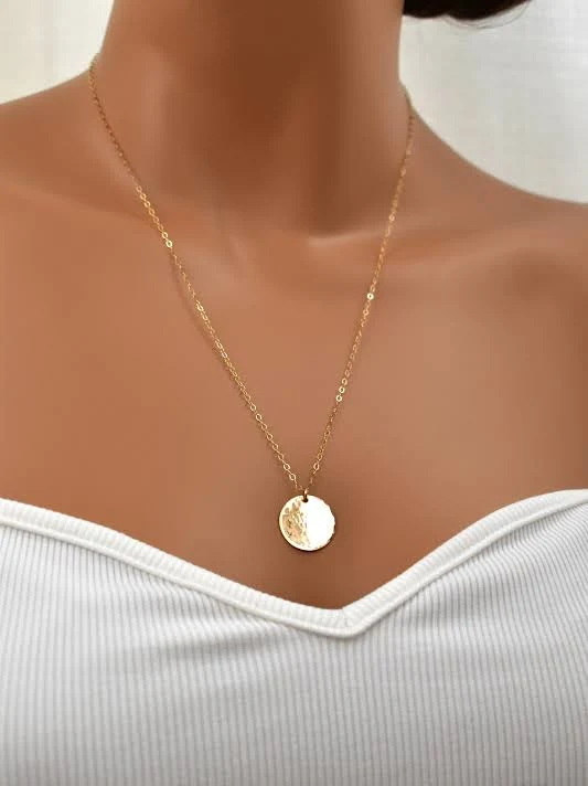 accessory 14K Gold-Filled Minimalist Circle Pendant Necklace Etsy - Seller $37