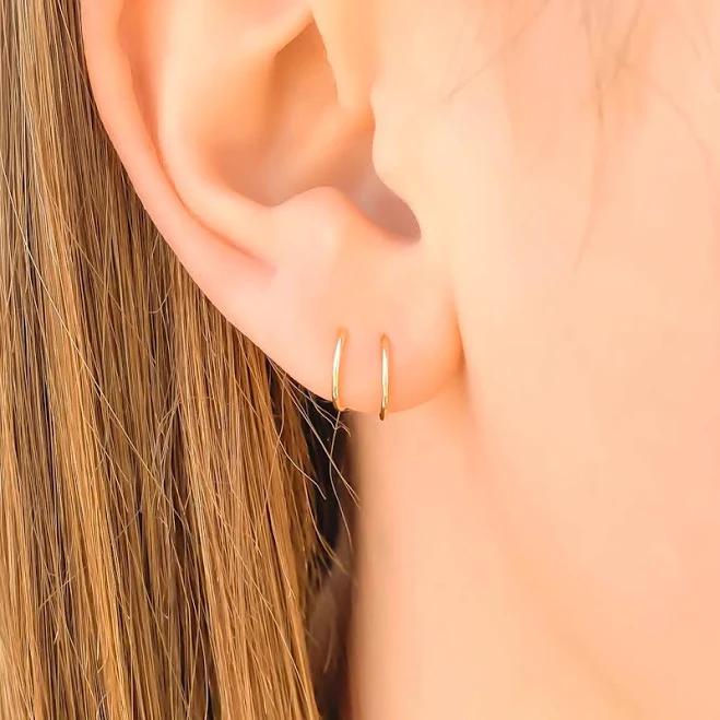 accessory 14K Solid Gold Huggie Hoops Etsy - hoopsbyhand $40.95