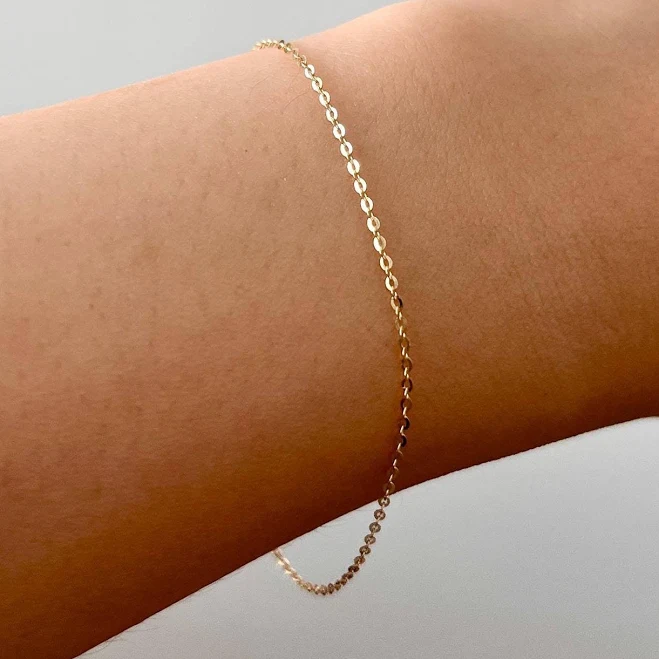 accessory 14K Solid Gold Minimalist Cable Chain Bracelet Etsy - Seller $85.5