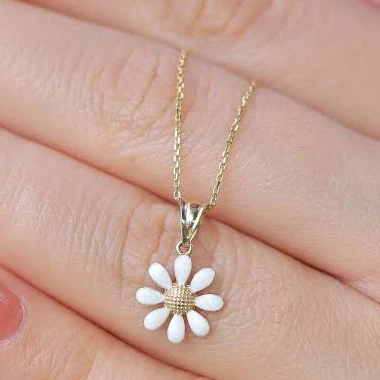 accessory 14K Solid Gold Minimalist Daisy Charm Etsy - Seller $211.23