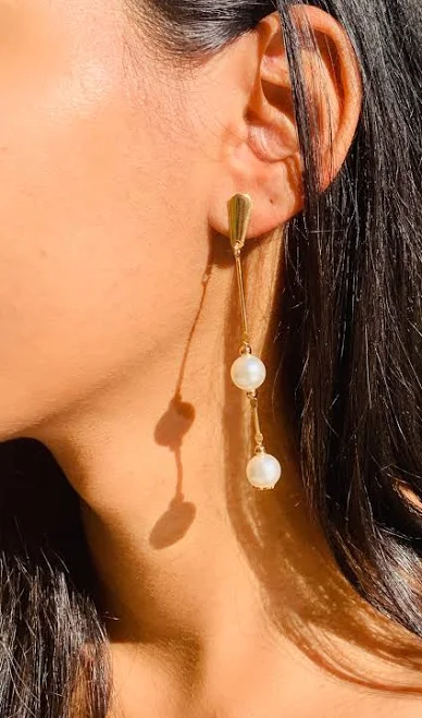 accessory 18K Gold Filled Pearl Drop Earrings Etsy - ShopMaLiB $56.1