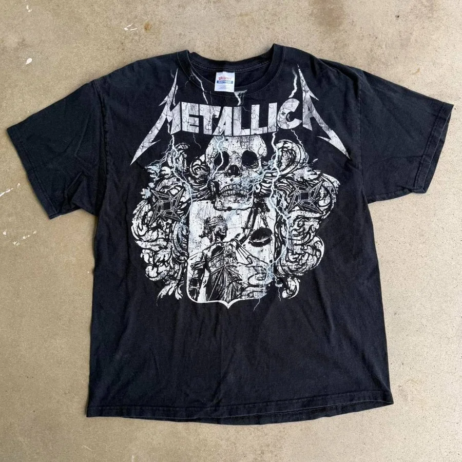 t-shirt 2008 Metallica Black & White Vintage Band Tee Large Punk Rock Grunge eBay - judesclosett $50