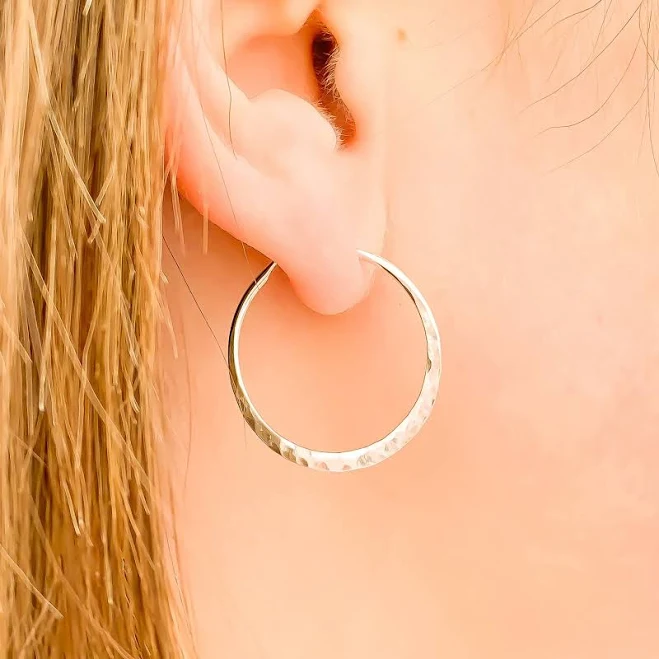 accessory 25mm Hammered Hoop Earrings Sterling Silver Etsy - hoopsbyhand $29.95