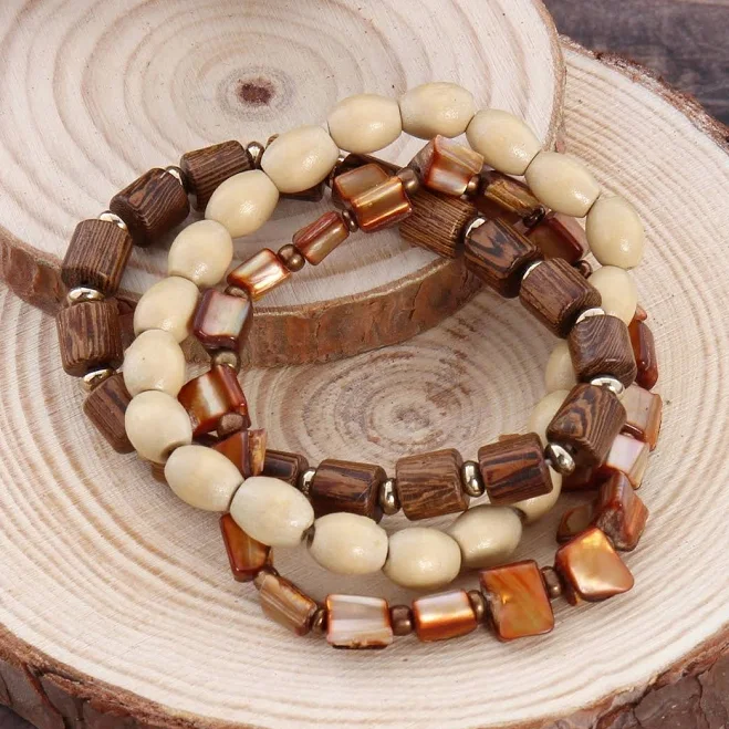 accessory 3pcs Wooden Mixed Beaded Bracelet Stackable Bracelet Crafted Jewelry eBay - blossomjewelsstore $6.32