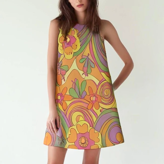 dress 60s Mod Sleeveless Floral Mini Dress Etsy - TrendyHipBuysVintage $49.99