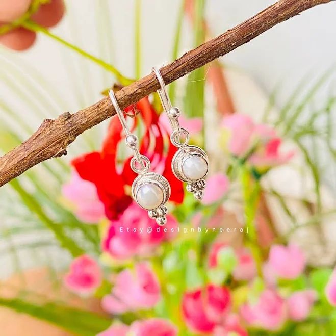 accessory 925 Starling Silver Pearl Drop Earrings Etsy - Designbyneeraj $30.05