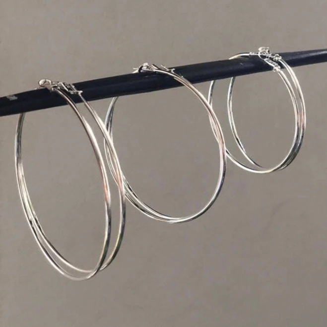 accessory 925 Sterling Silver Oversized Hoop Earrings Etsy - Seller $18.37