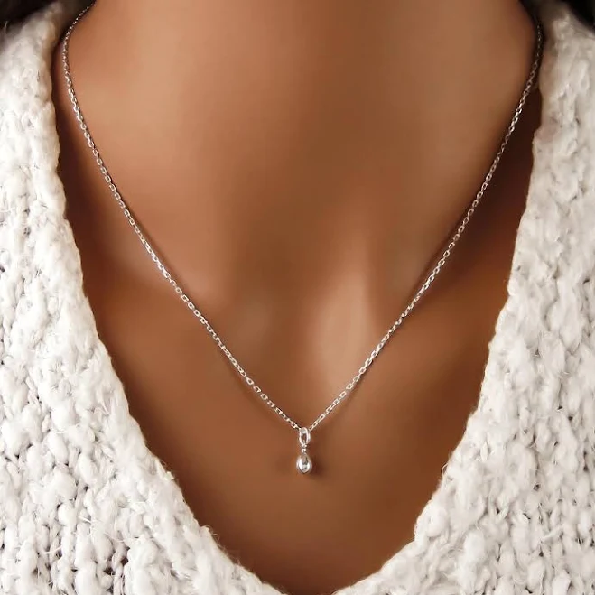 accessory 925 Sterling Silver Teardrop Charm Necklace Etsy - charmphilosophy $10.08