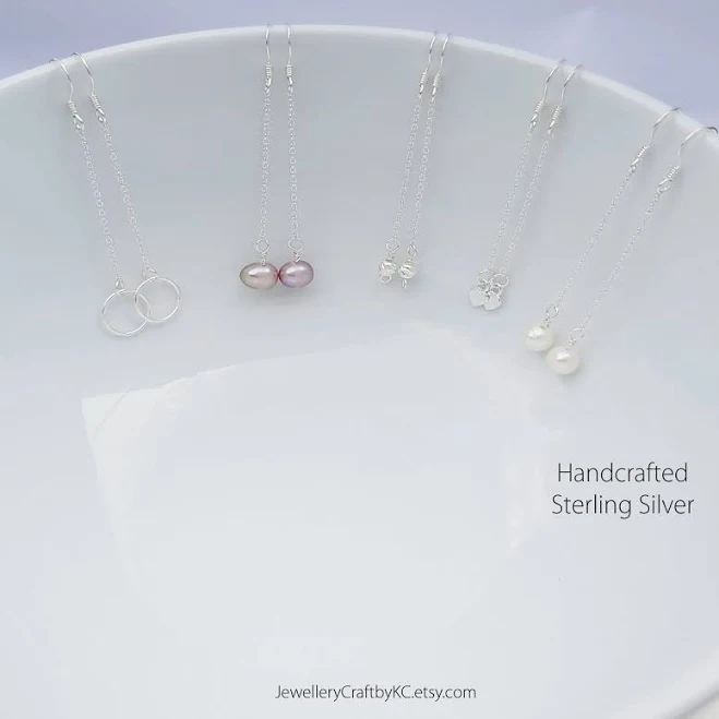 accessory 925 Sterling Silver Tiny Pearl Drop Earrings Etsy - JewelleryCraftbyKC $24.2