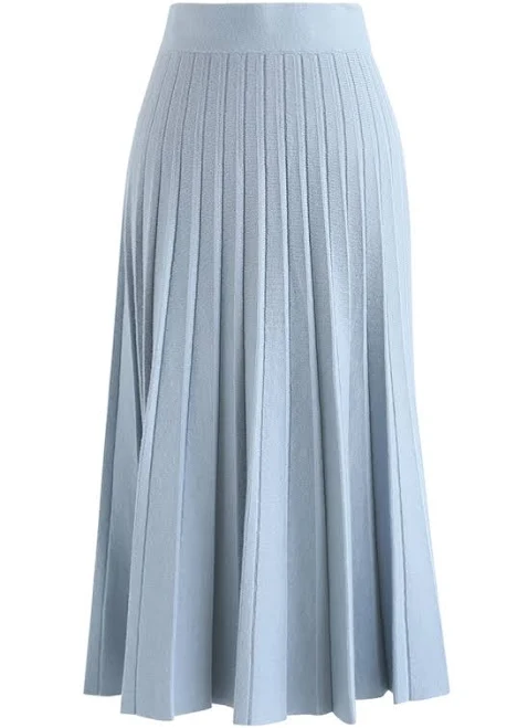 skirt A-Line Pleated Knit Midi Skirt Chicwish $32.9