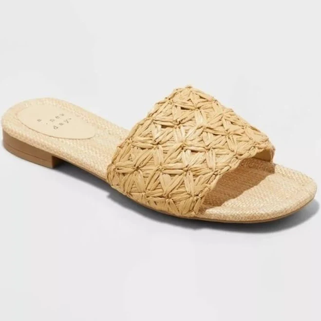shoes A New Day Ariella Woven Raffia Slide Sandals with Memory Foam Insole eBay - danirobert-0 $13.5