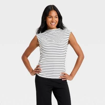 top A New Day Women's Slim Fit Ribbed Mock Neck Tank Top Target $15