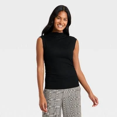 top A New Day Women's Slim Fit Ribbed Mock Neck Tank Top Target $15