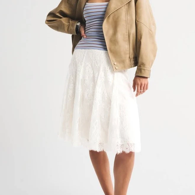 skirt Abercrombie & Fitch Women's Lace Godet Midi Skirt Abercrombie & Fitch $59.99