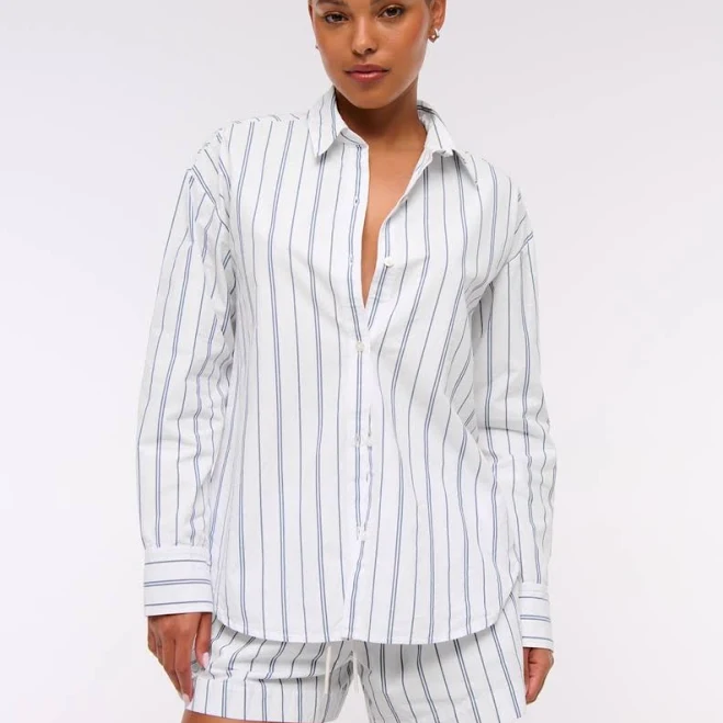 top Abercrombie & Fitch Women's Oversized Tie-Back Poplin Shirt Abercrombie & Fitch $60