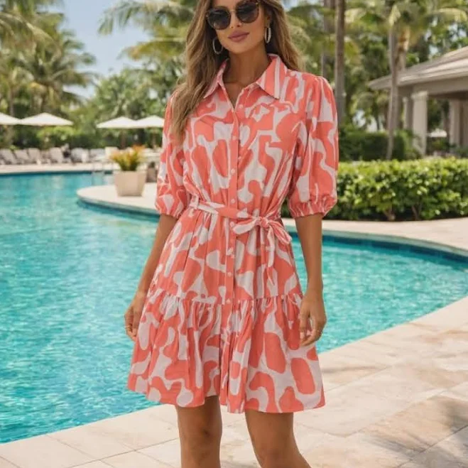 dress Abstract Print Belted Umgee Shirt Dress eBay - petuniasofnaples $109.99