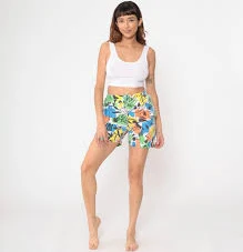 shorts Abstract Print Shorts 90s High Waisted Wide Leg Colorful Art Print Baggy Boho Grunge Elastic Waist Cotton Polyester Vintage 1990s Small S Etsy $41