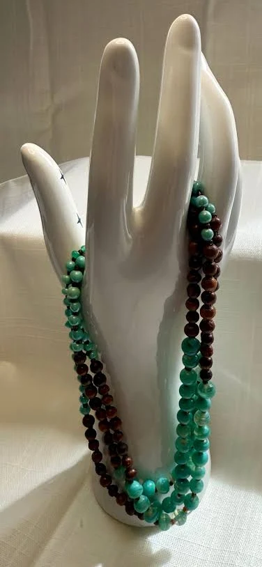accessory Adjustable Triple-Strand Wood & Glass Bead Necklace Lilyanne Design $12