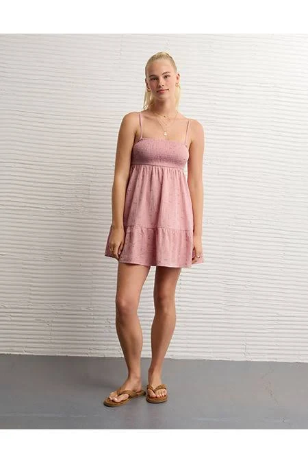 sundress AE Floral Smocked Babydoll Mini Dress American Eagle Outfitters $38.97