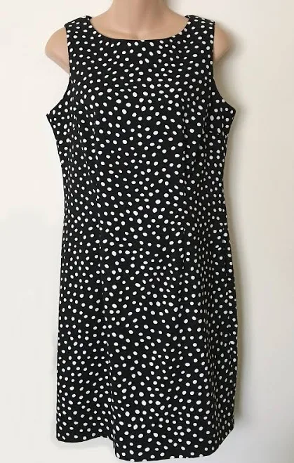 dress Agb Women's Sleeveless Black White Polka Dot Stretch Crepe Sheath eBay $6.99