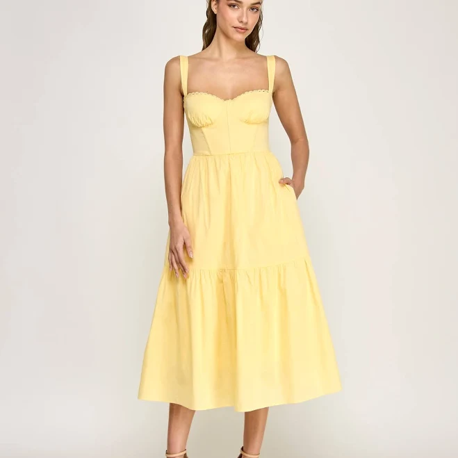 dress Alex & Sophia Juniors' Sweetheart Neck Tiered Poplin Midi Dress Macy's $89