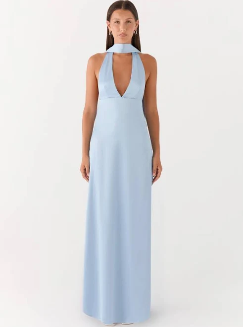 dress Alicia Satin Halter Maxi Dress Peppermayo - US $98