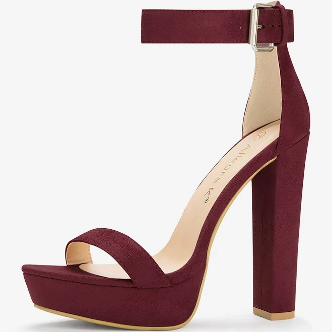 shoes Allegra K Faux Suede Platform Ankle Strap Chunky High Heel Sandals Allegra K $51.74
