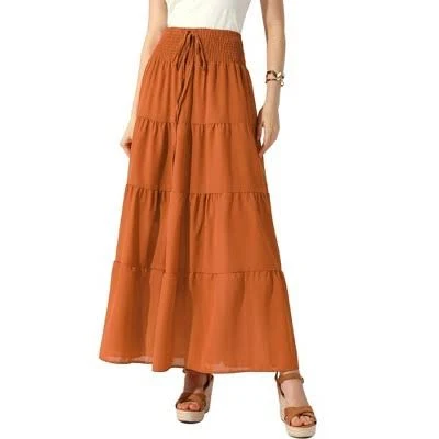 maxi skirt Allegra K Women's Boho Smocked Elastic Waist Tiered Maxi Skirt Target $33.99