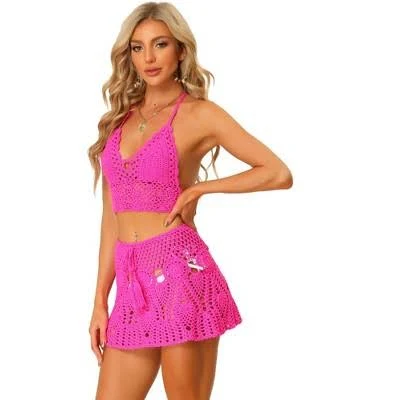 matching set Allegra K Women's Hollow Out Crochet Knit Bikini Set Target $39.99