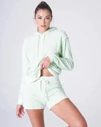 matching set AMVI Honeydew Cropped Hoodie & Hi Waisted Shorts Set (M) Mint Green - NWT eBay $30