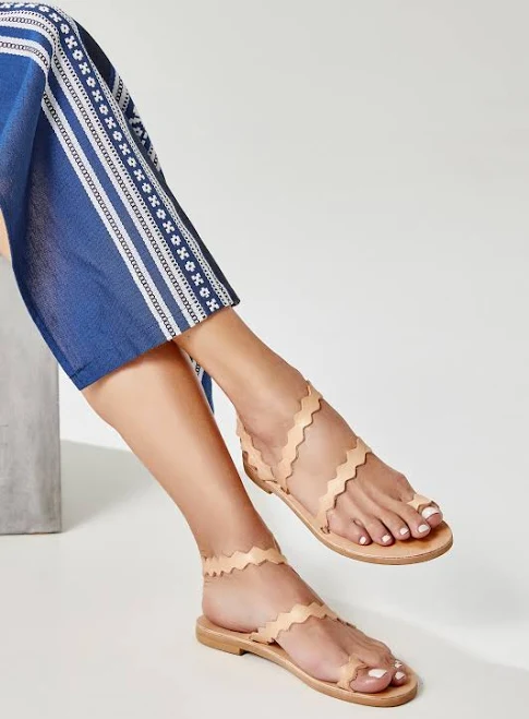 shoes Ancient Greek Leather Flat Strappy Sandals with Toe Loop Etsy - GreekChicHandmades $97.57