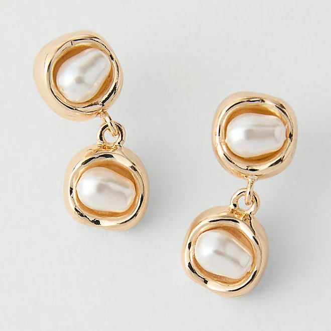accessory Ann Taylor Women's Double Pearl Drop Earrings Ann Taylor $49.5