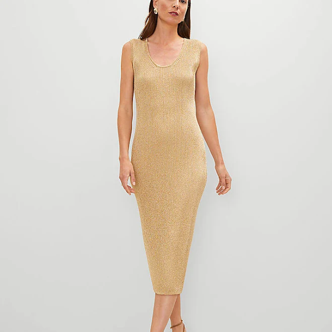 cocktail dress Ann Taylor Women's Ribbed Metallic Midi Dress Ann Taylor $67.44