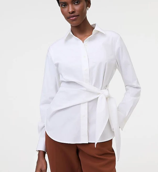 crop top Ann Taylor Women's Tie Waist Button Down Shirt Ann Taylor $58.8