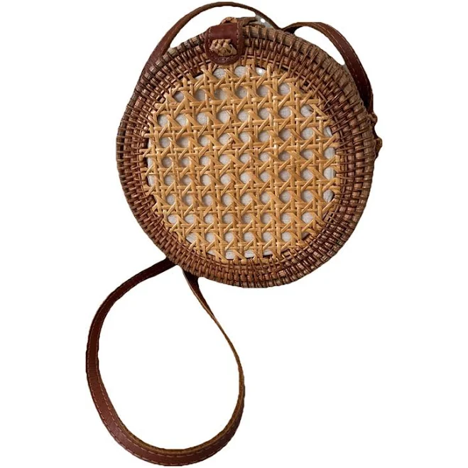 bag Anthropologie Brown Rattan Circle Crossbody Bag - With Long Strap eBay - chritimm0 $26