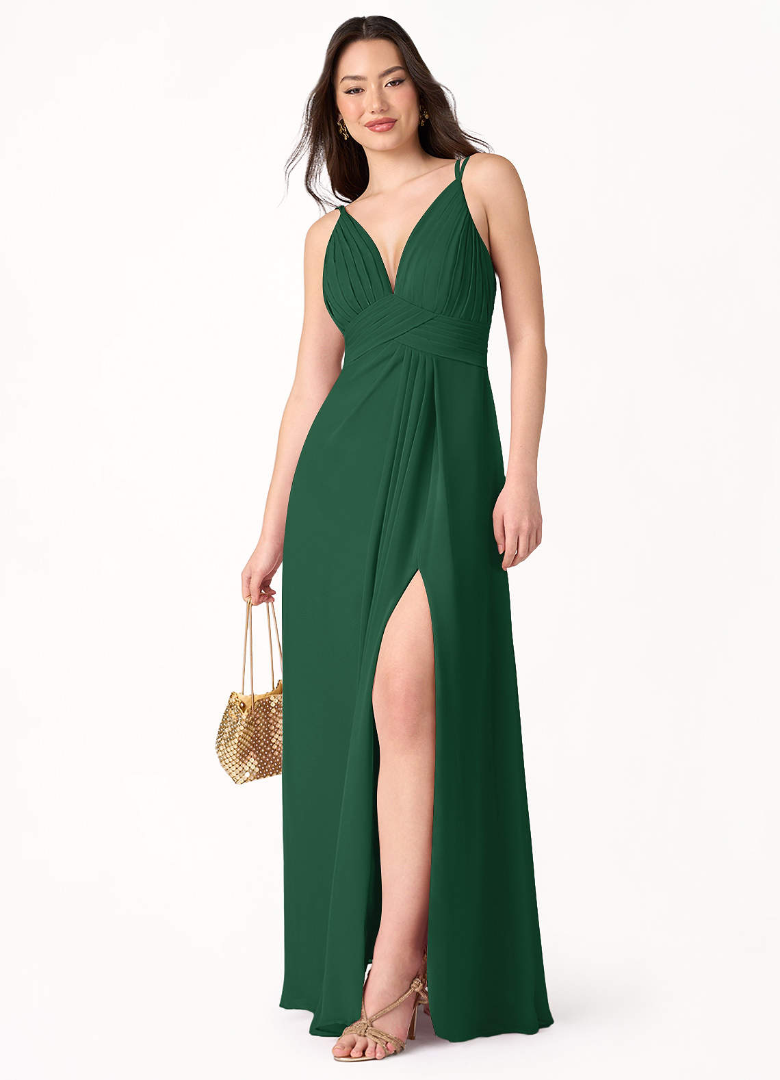 dress April Emerald Green V Neck Maxi Dress Azazie.com $59
