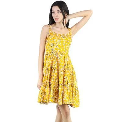 dress Artyska Women's Square Neck Ruffled Strap Sleeveless Floral Tiered Short Dress Target $37.99