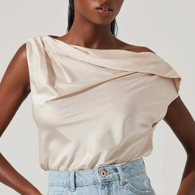 off-shoulder top Astr The Label Ceres Off The Shoulder Satin Blouse in Black at Nordstrom, Size Small Estilo Boutique $69