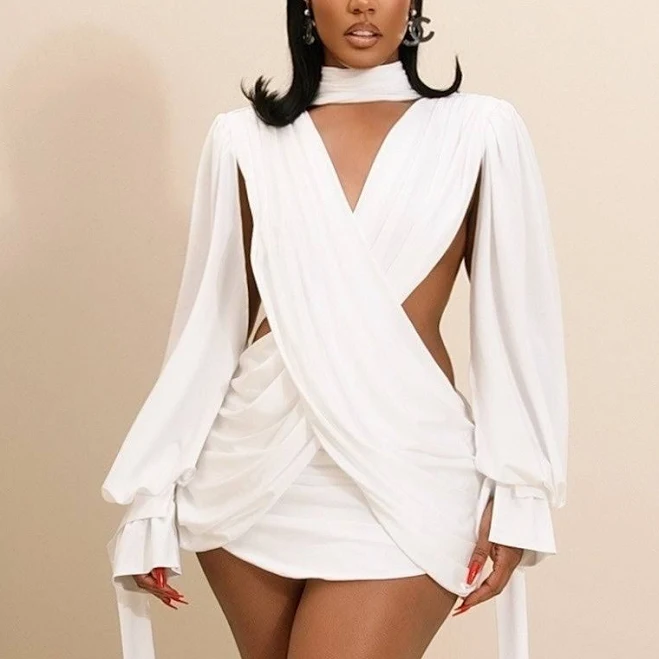 cocktail dress Athena Cutout Drape Mini Dress EllaeLisque $245