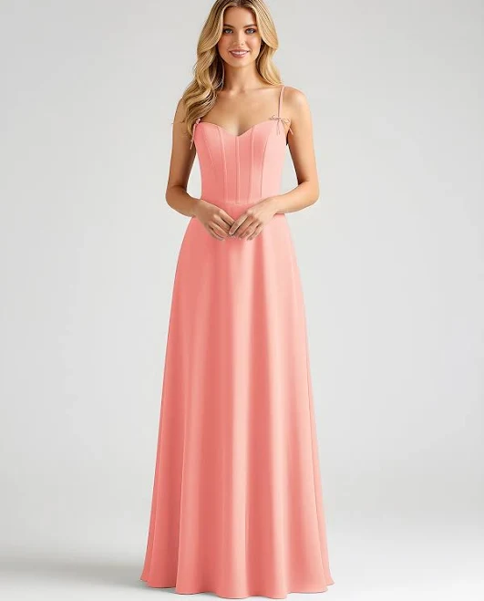 dress BABARONI Spaghetti Strap A-Line Bridesmaid Maxi with Bow Ties Babaroni.com $109