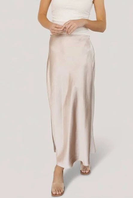 bottom Baltic Born Womens Celeste Satin Midi Skirt Baltic Born $35.4