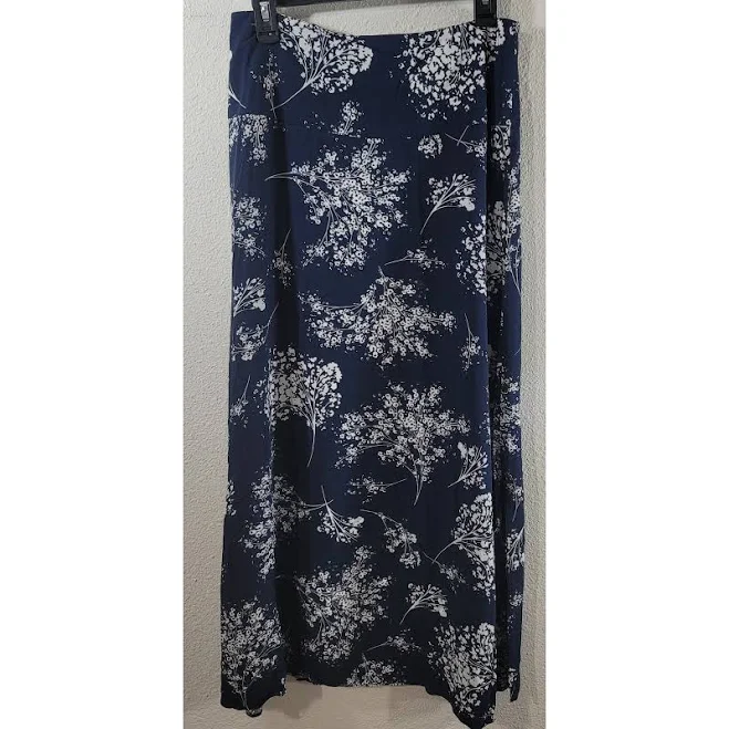 skirt Banana Republic Navy Blue White Floral Print A Line Maxi Skirt 8 eBay - resaletreasure $32