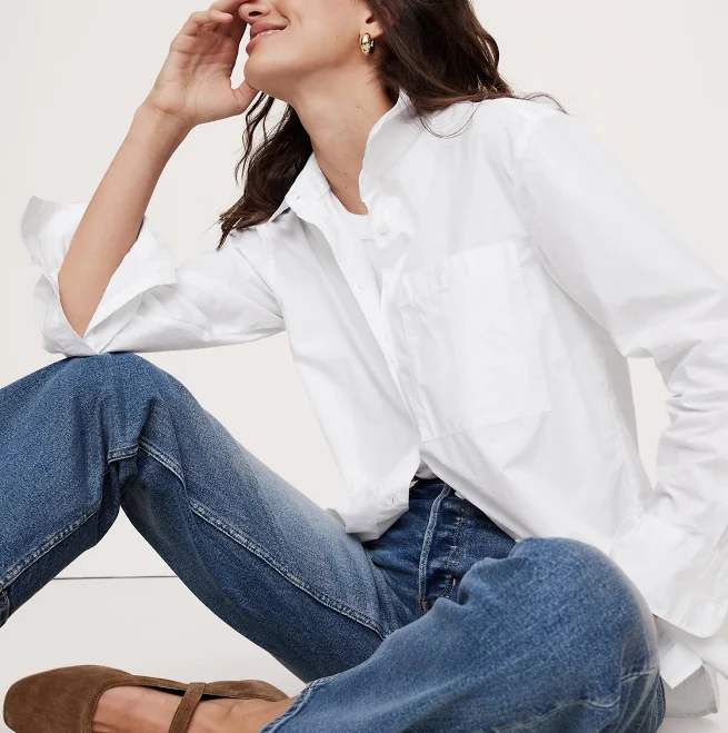 button down shirt Banana Republic Women's The Oversized Shirt In Cotton Poplin Banana Republic $98