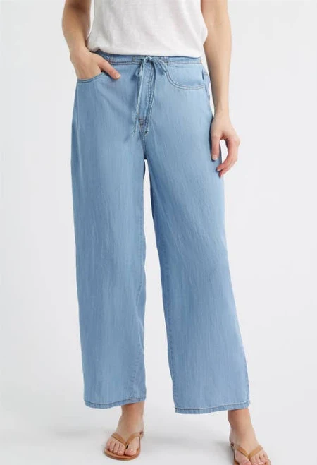 pants Beach Lunch Lounge Women's Cass Chambray Drawstring Wide-Leg Pants Nordstrom $58