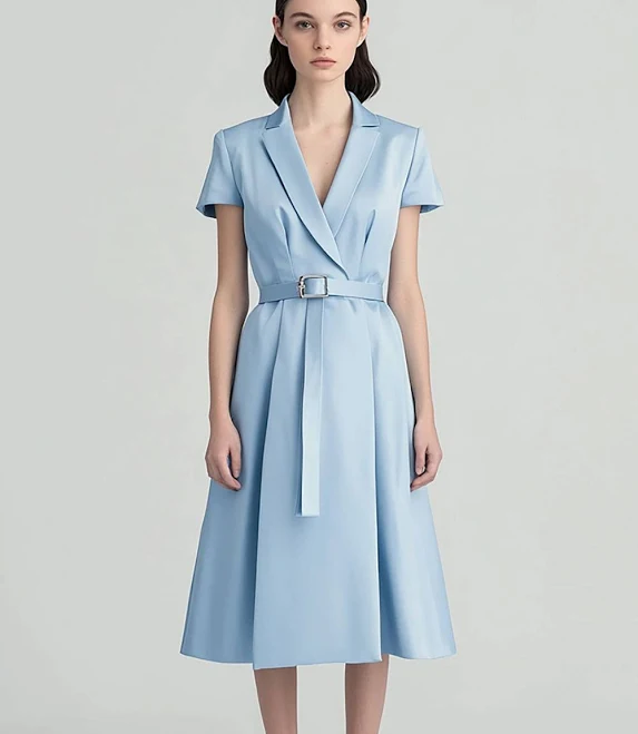dress Berylove Women's A-Line V-Neck Short Sleeve Belt Midi Dress BeryLove $125